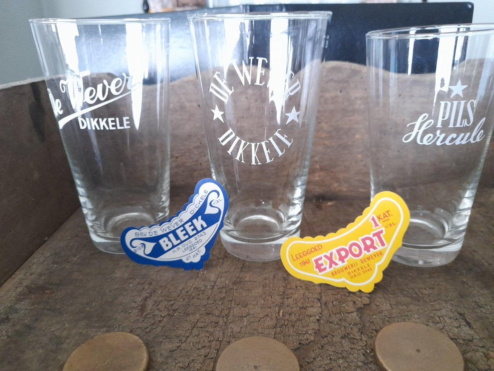 3 anciennes et nouvelles brasseries de verres à bière De Wev, Collections, Enlèvement ou Envoi