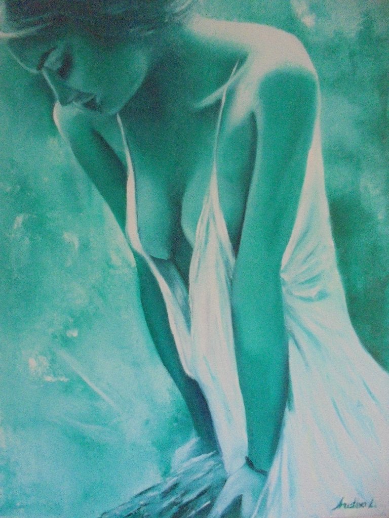 peinture à l'huile SHY (60x80cm), Peinture à l'huile, Enlèvement ou Envoi, Certificat d'authenticité, Autres matériaux