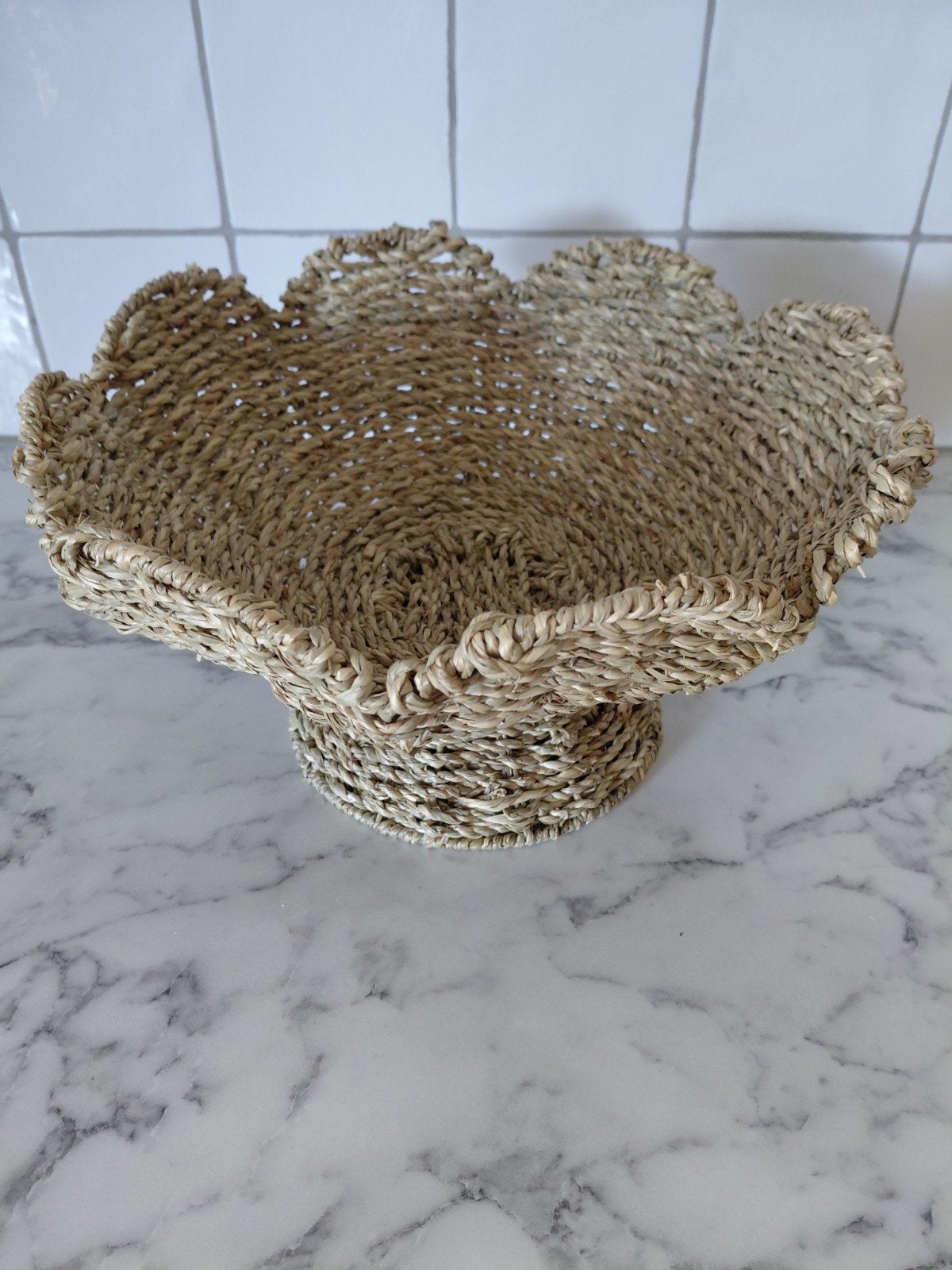 Rieten/ rotan (fruit)mand, Huis en Inrichting, Ophalen, Mand, Rond, Zo goed als nieuw
