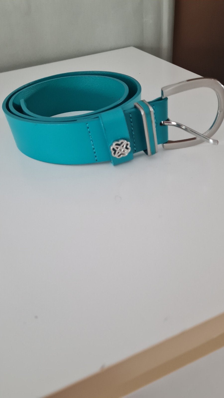 Ceinture cuir Morgan turquoise T90 boucle argentée, Cuir véritable, Morgan de toi, Enlèvement, 80 à 90 cm