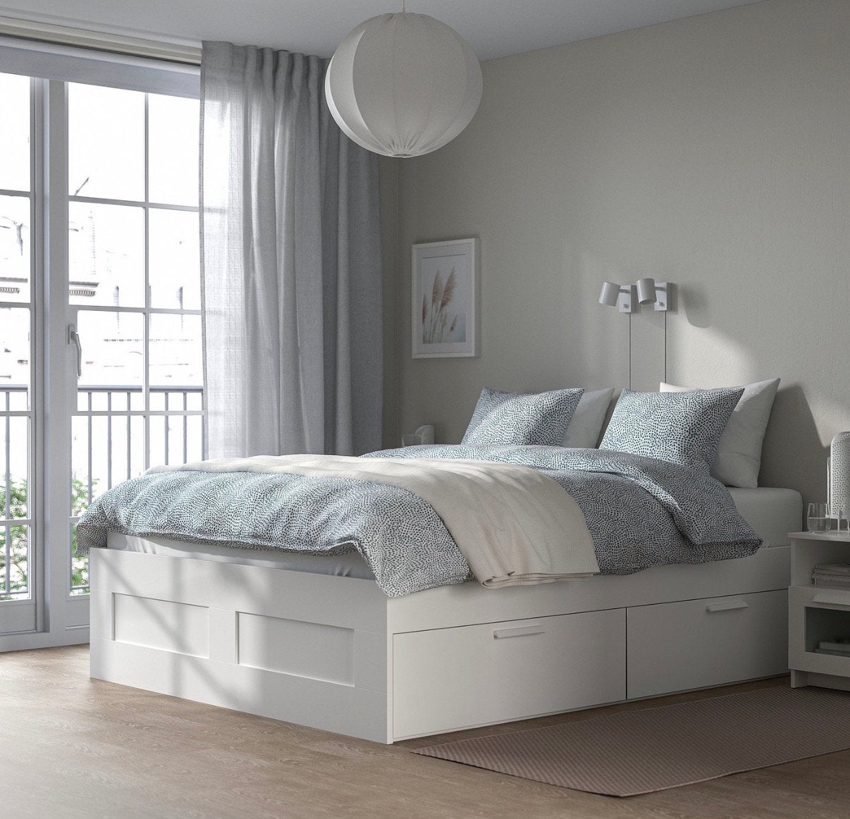 Ikea Brimnes bed 140x200, Ophalen, Wit, 140 cm, Zo goed als nieuw