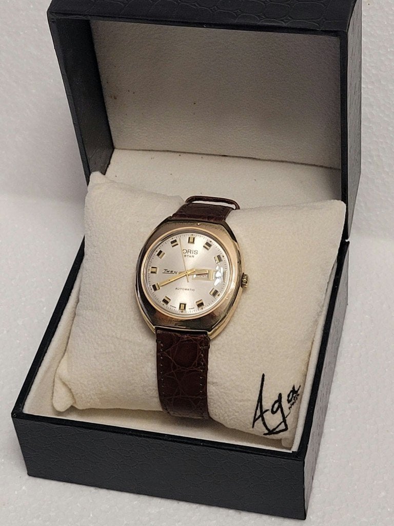 Montre Oris Star Twen Automatic J-D Vintage 1970s (MW136), Enlèvement ou Envoi