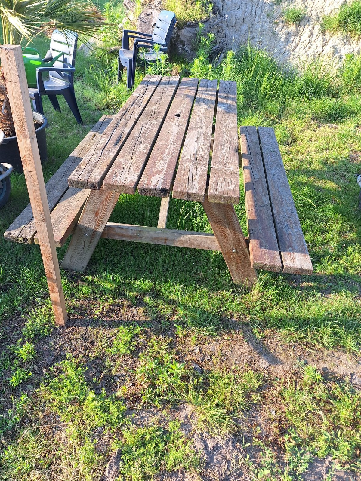 Houte picknick tafel, Tuin en Terras, Ophalen, Gebruikt, Rechthoekig, Hout