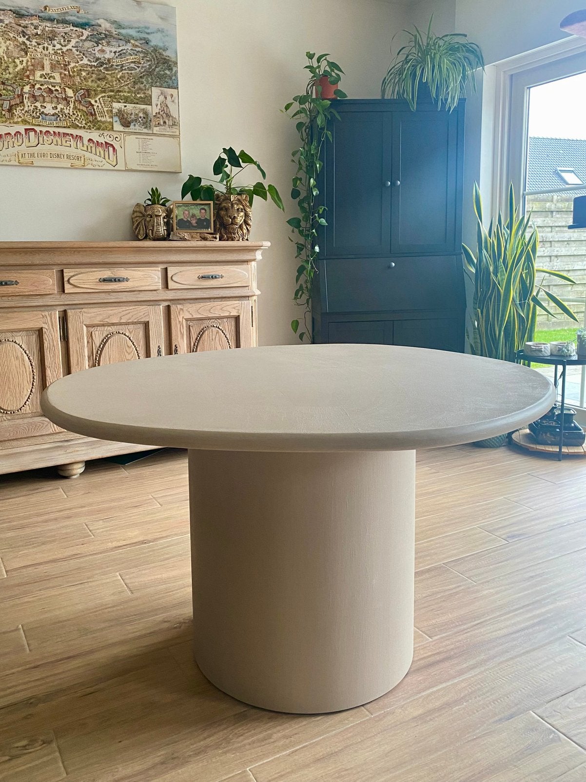 Beton cire eettafel, Neuf, Cinq personnes ou plus, Rond, 100 à 150 cm