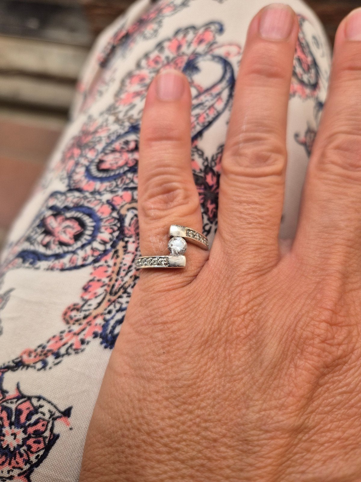 Vintage zilveren crystals ring maat 49-50 - getest, Handtassen en Accessoires, Ringen, Ophalen of Verzenden