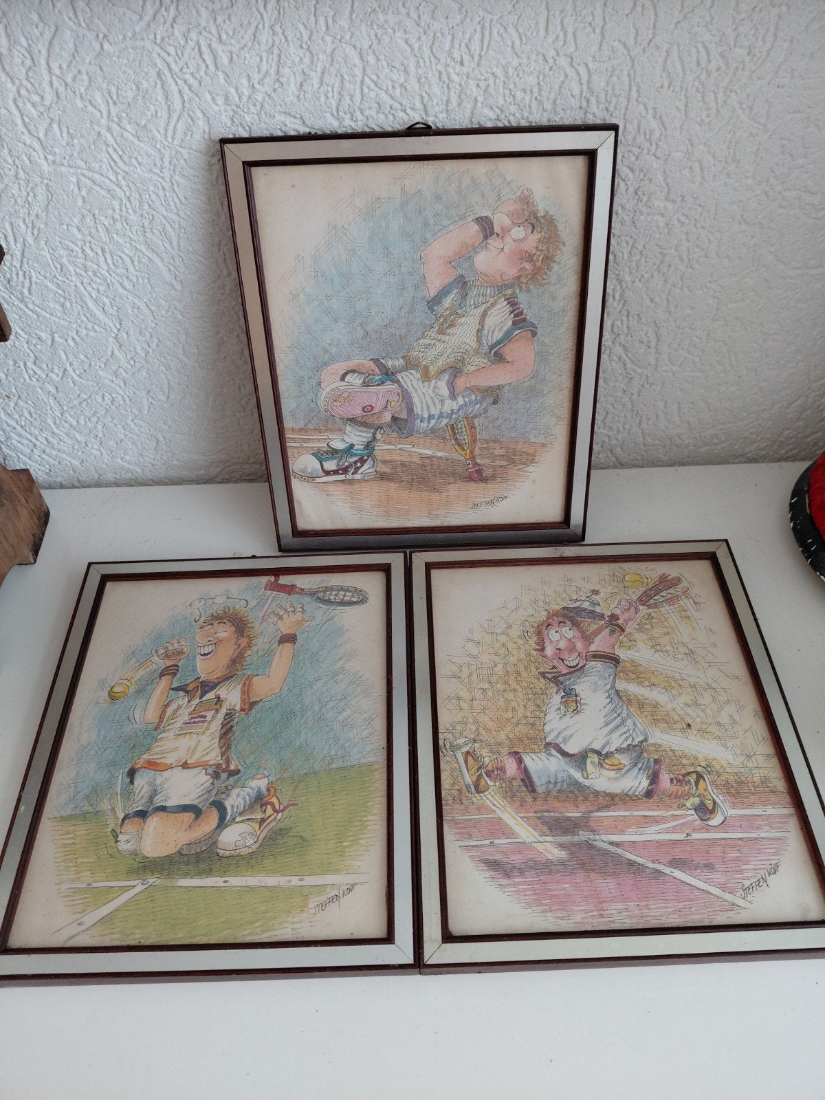 3 karikaturen steffen kopf, Ophalen of Verzenden