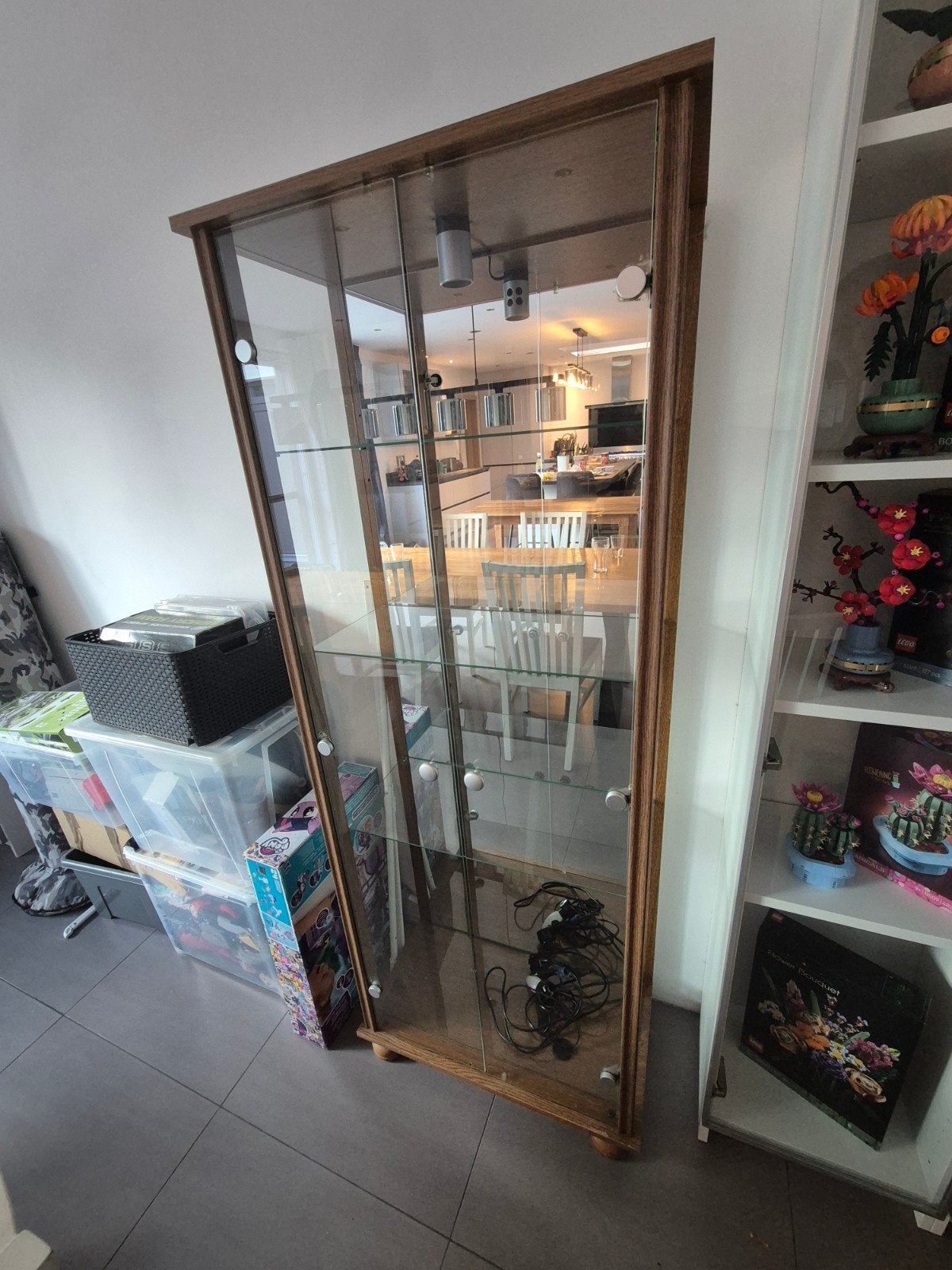 vitrinekast met licht, Ophalen, Overige houtsoorten, 50 tot 100 cm, 150 tot 200 cm