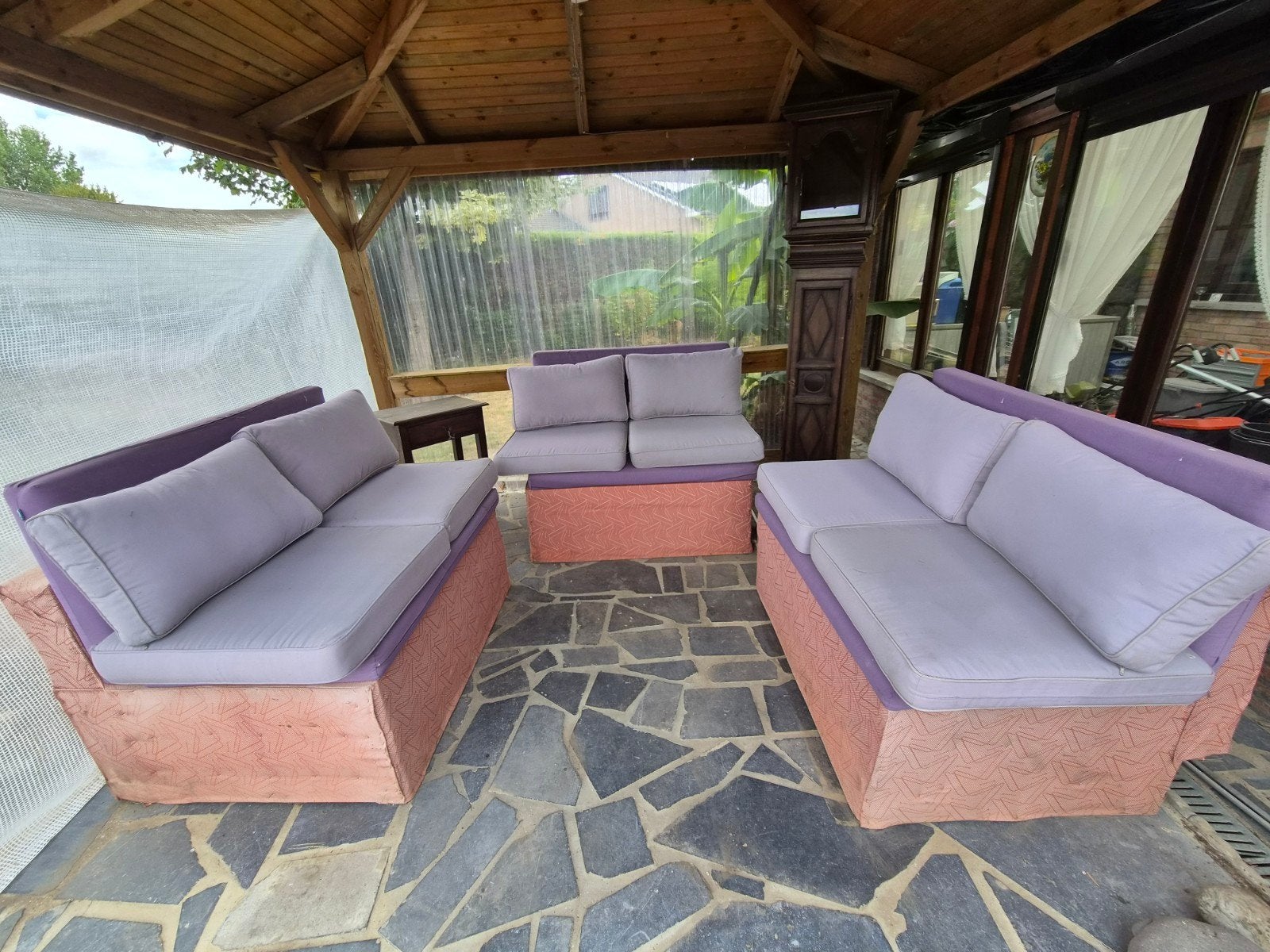 Gratis: pallet zetels, Tuin en Terras, Ophalen, 6 zitplaatsen