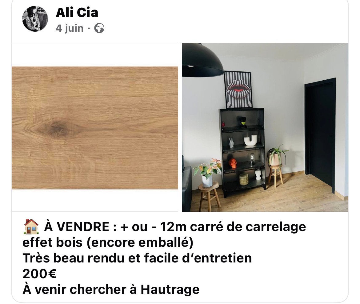 Carrelag effet parquet + ou - 13m carré, Bricolage & Construction, Enlèvement, Neuf