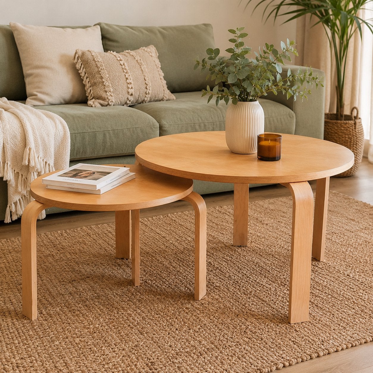 IKEA SVALSTA salontafel duo - licht hout in zeer goede staat, Huis en Inrichting, Tafels | Salontafels, Gebruikt, Minder dan 50 cm