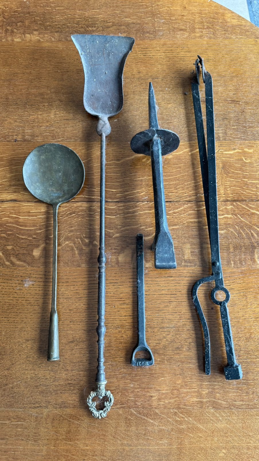 Lot anciens accessoires cheminée fer forgé laiton (offre?), Enlèvement, Utilisé, Métal, Vintage
