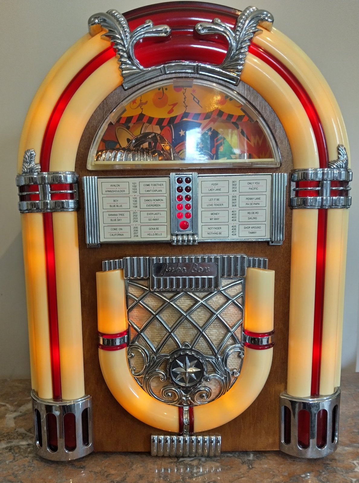 Houten Baby WURLITZER “Juke Box” 1974., Ophalen of Verzenden, Gebruikt, Reclamebord