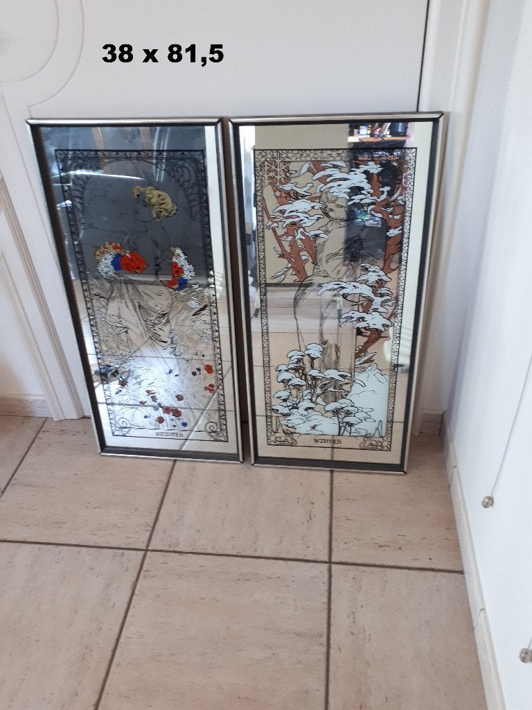 Miroir Mucha, Enlèvement, Rectangulaire, Moins de 50 cm, Moins de 100 cm
