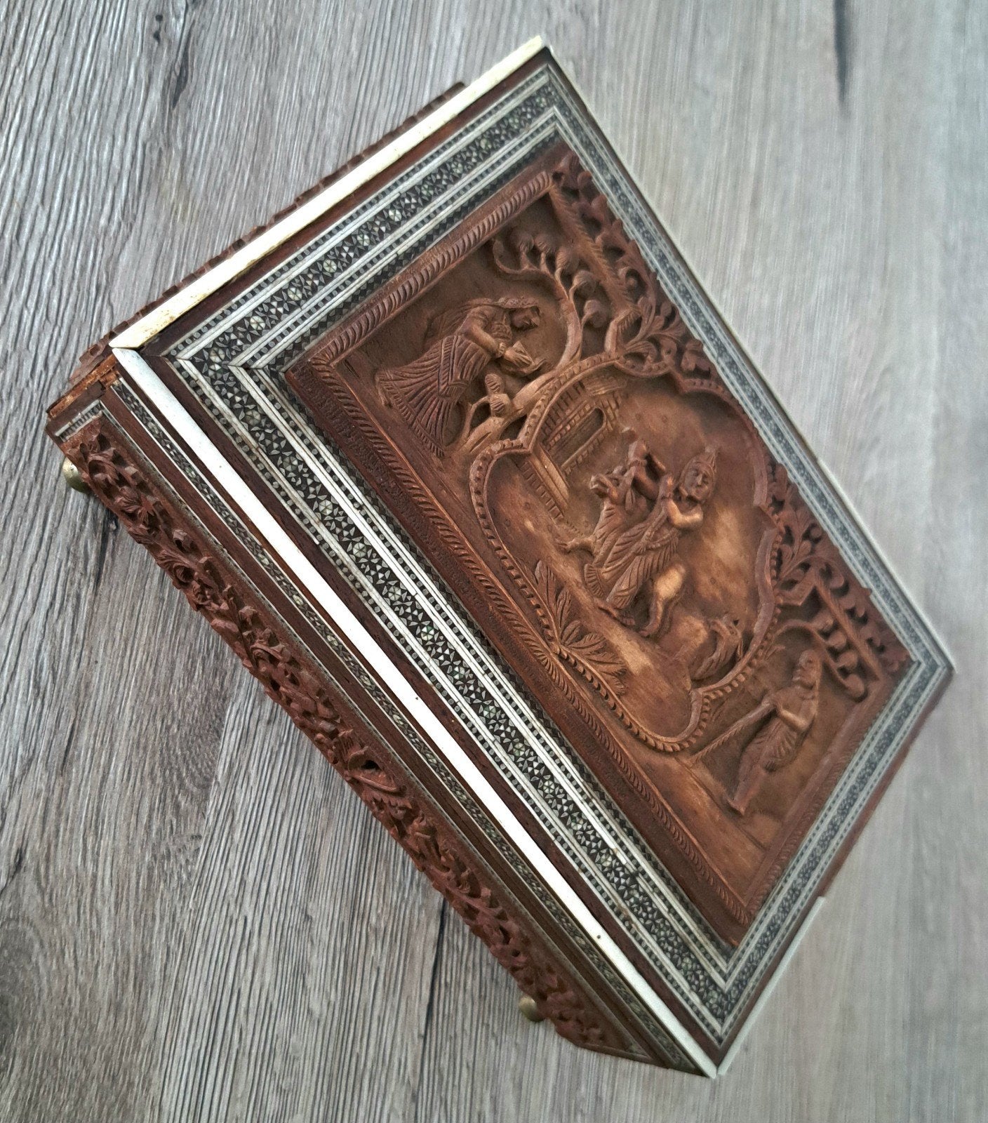 Antique boîte à bijoux anglo-indienne Vizagapatam Sadeli, Enlèvement ou Envoi