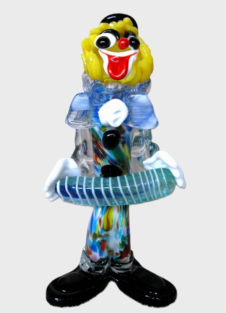 Murano 24cm. accordeon spelende clown., Ophalen