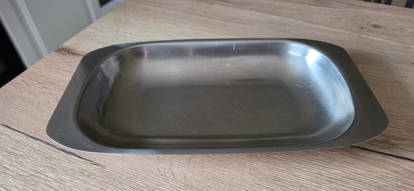 Vintage schaal in rvs (inox) 35x20x4 cm, Ophalen of Verzenden