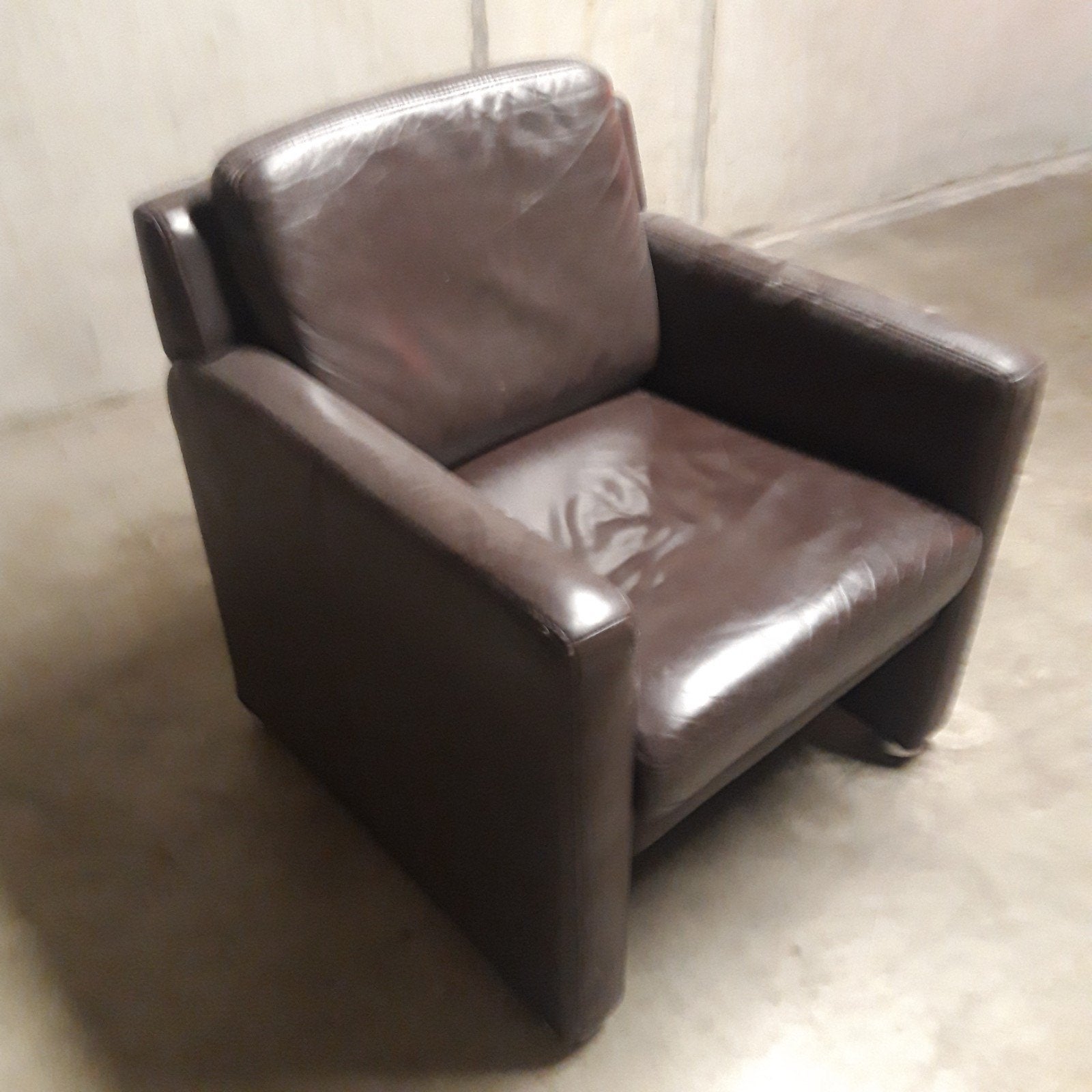ledderen  1zit zetel, Huis en Inrichting, Fauteuils, Ophalen, Kunststof, Gebruikt, Minder dan 75 cm