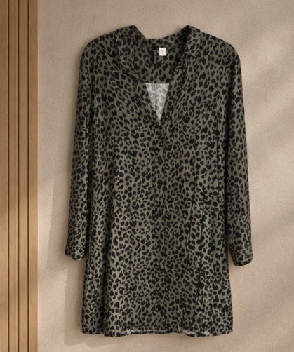 DIVIDED groene jurk met pantermotief maat 38, Kleding | Dames, Maat 38/40 (M), Zwart, Ophalen of Verzenden, Zo goed als nieuw