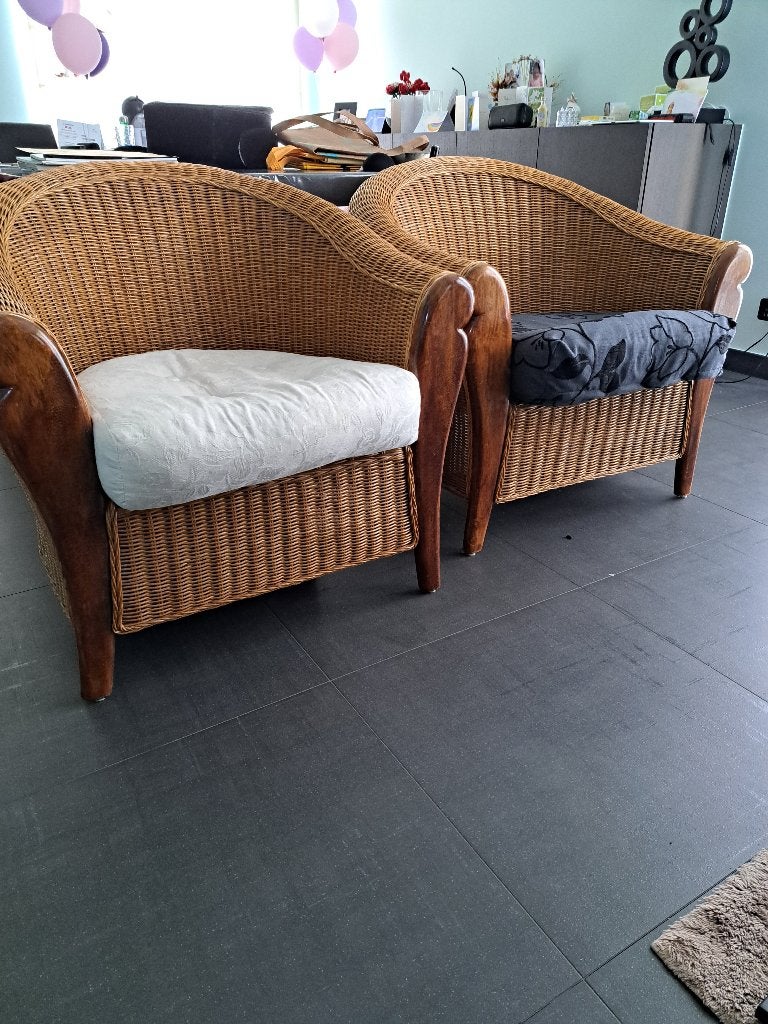 2 rotan zetels (zeer goede staat), Huis en Inrichting, Ophalen, Eenpersoons, Zo goed als nieuw, Minder dan 150 cm