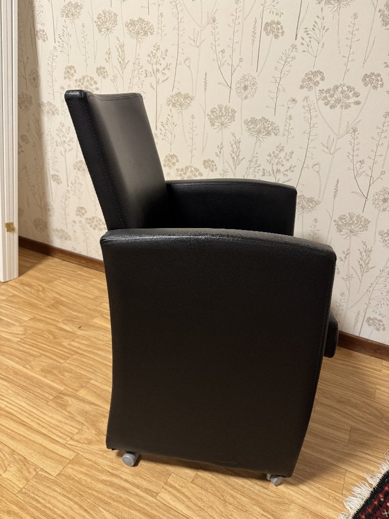 Bijzetzeteltje - leer, Maison & Meubles, Chaises, Comme neuf, Enlèvement, Noir, Cuir