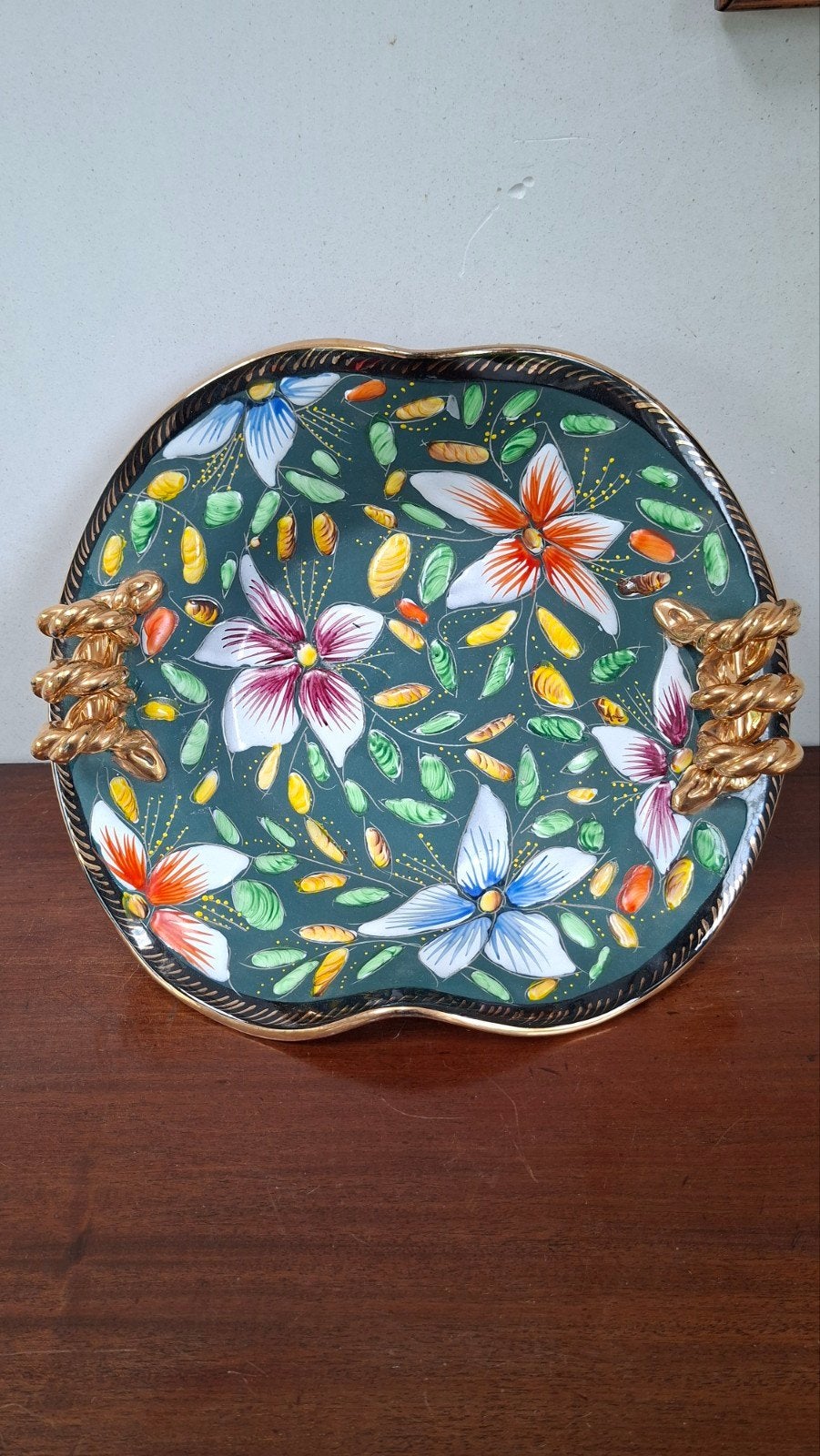 Bequet schaal emaille bloemen, Antiek en Kunst, Ophalen