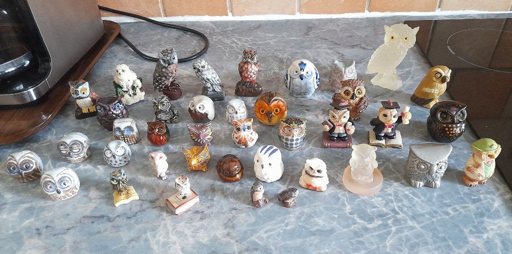 Lot de 40  hiboux différentes modèles, Antiquités & Art, Enlèvement