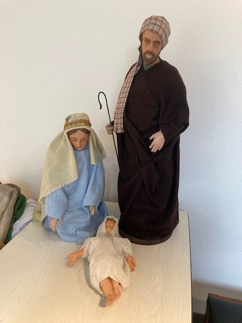 3 oude grote beelden Kerststal, Enlèvement, Utilisé
