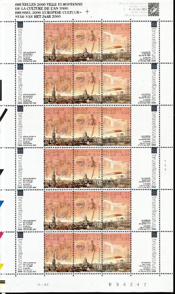 2000 Brussel culturele hoofdstad OBP F2882/4**, Postzegels en Munten, Orginele gom, Ophalen of Verzenden, Zonder stempel, Postfris