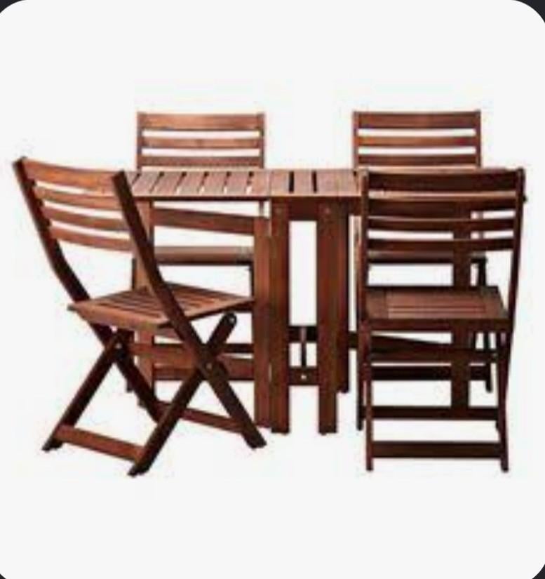 Set de jardin Ikea Applano - table et 4 chaises pliantes, Enlèvement, Utilisé, Bois, Pliant