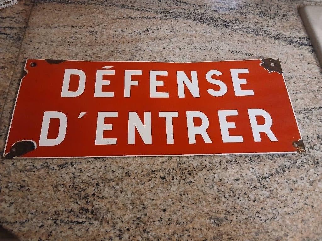 Plaque émaillée défense d'entrer, Enlèvement ou Envoi, Utilisé, Panneau publicitaire