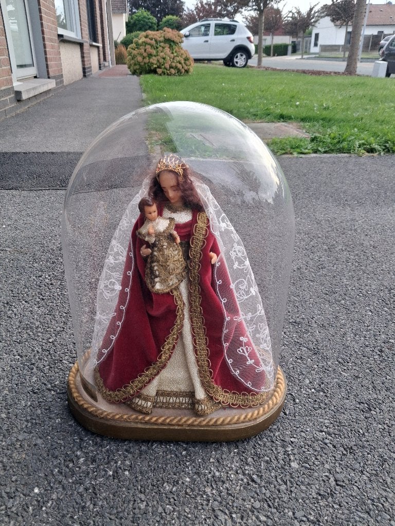 Glazen stolp met voet, Verre, Enlèvement, Comme neuf, Avec décoration incluse
