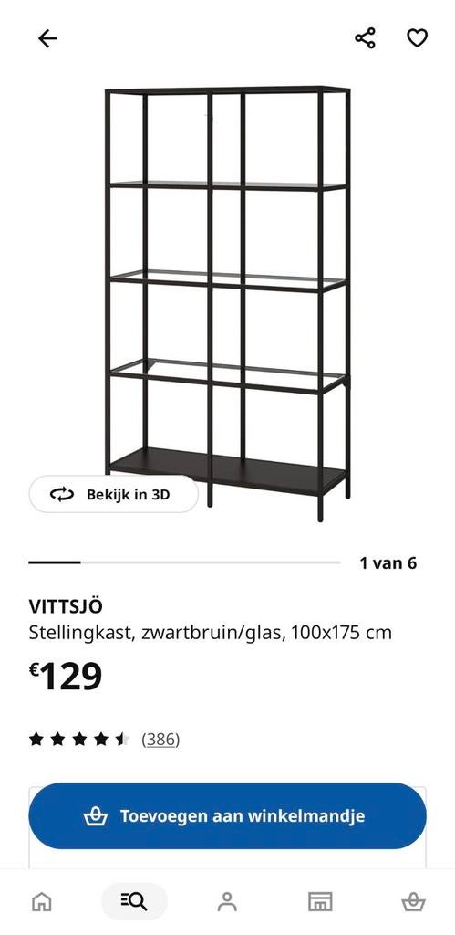 Stellingkast met legplanken waarvan 3 in glas, Ophalen