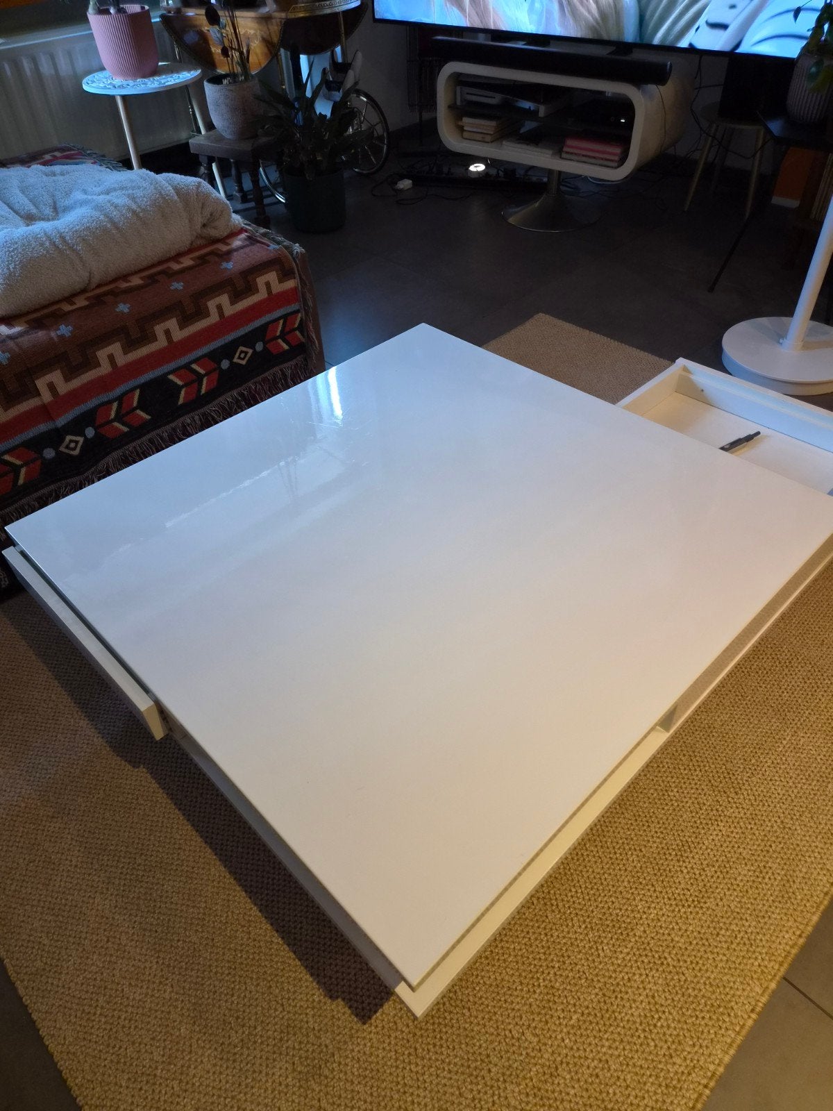 Wit glanzende salontafel, Maison & Meubles, Tables | Tables de salon, Enlèvement