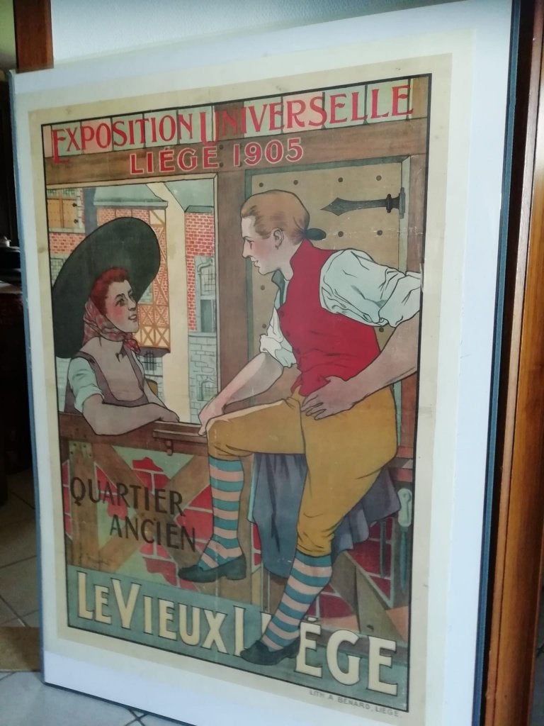 Reclamebord affiche Liege 1905 Exposition, Collections, Enlèvement ou Envoi, Comme neuf, Panneau publicitaire