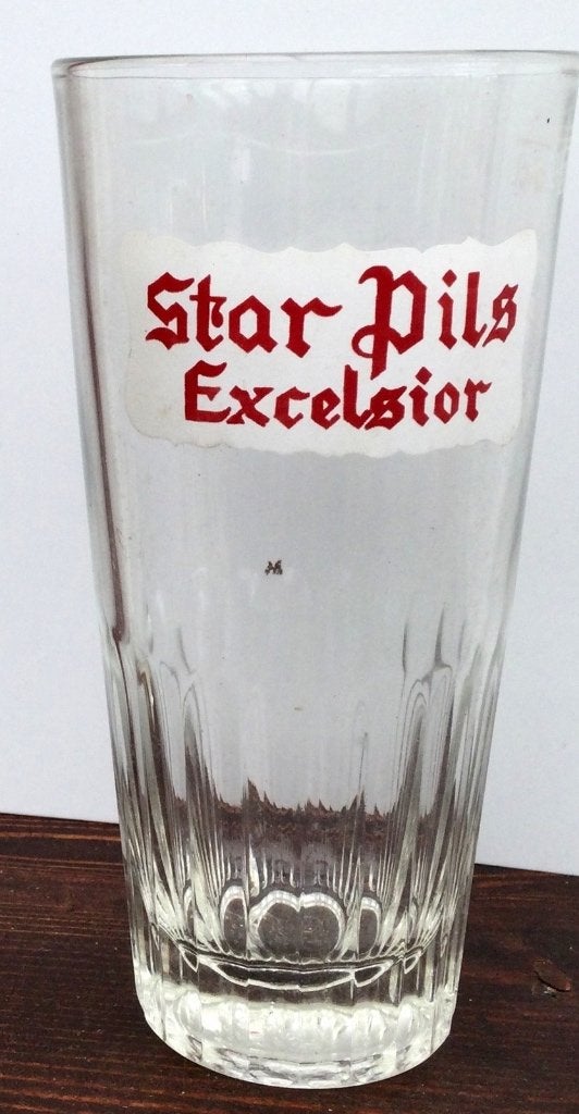 Bier brouwerij Star pils Excelsior rood-wit  geribd 25 ctl, Verzamelen, Ophalen of Verzenden, Zo goed als nieuw