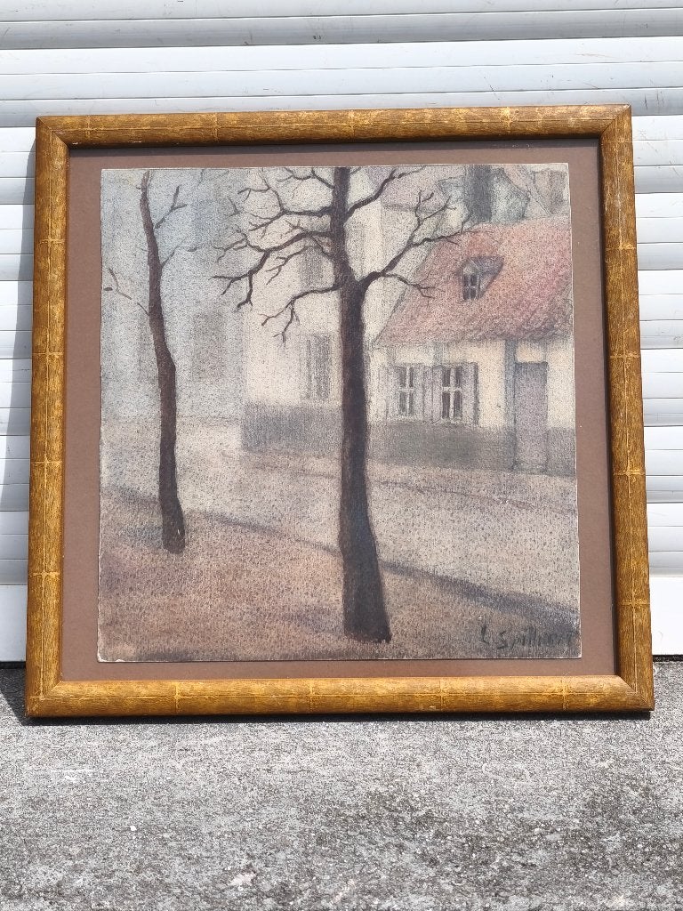 Pastel signe Léon spilliaert, Enlèvement ou Envoi