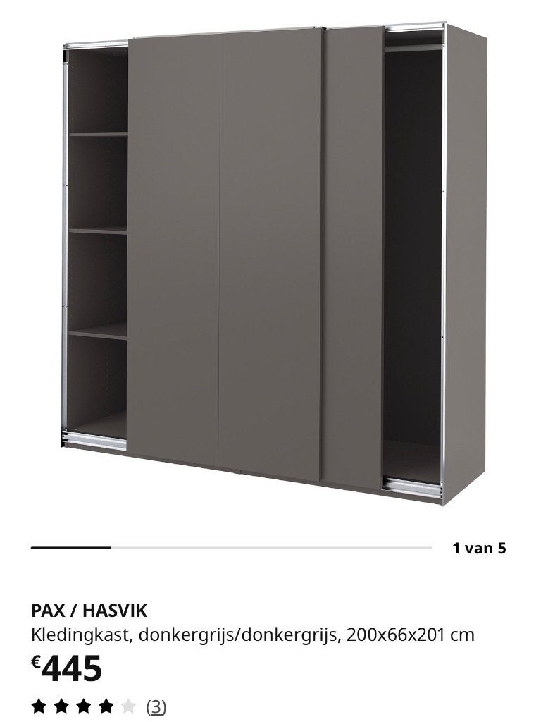 PAX/ HASVIK kast Ikea, Huis en Inrichting, Ophalen, Met deur(en), 200 cm of meer, Zo goed als nieuw