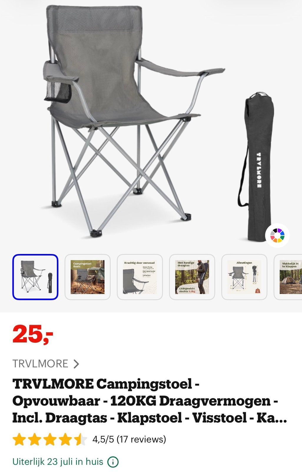 Campeerstoel nieuw, Caravanes & Camping, Enlèvement, Neuf