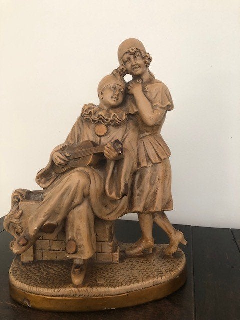 Oud romantisch beeld gesigneerd Mr. Berger - geregistreerd, Antiek en Kunst, Antiek | Keramiek en Aardewerk, Ophalen
