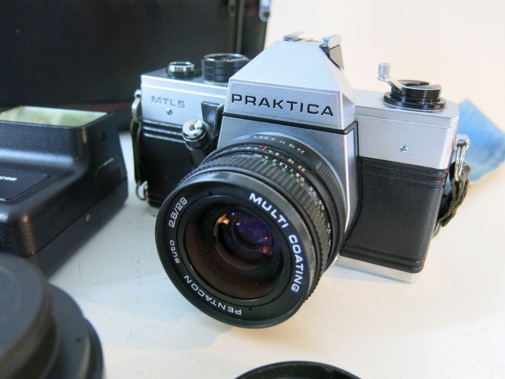 Appareil photo reflex Praktica MTL-5 avec accessoires, TV, Hi-fi & Vidéo, Enlèvement ou Envoi, Utilisé