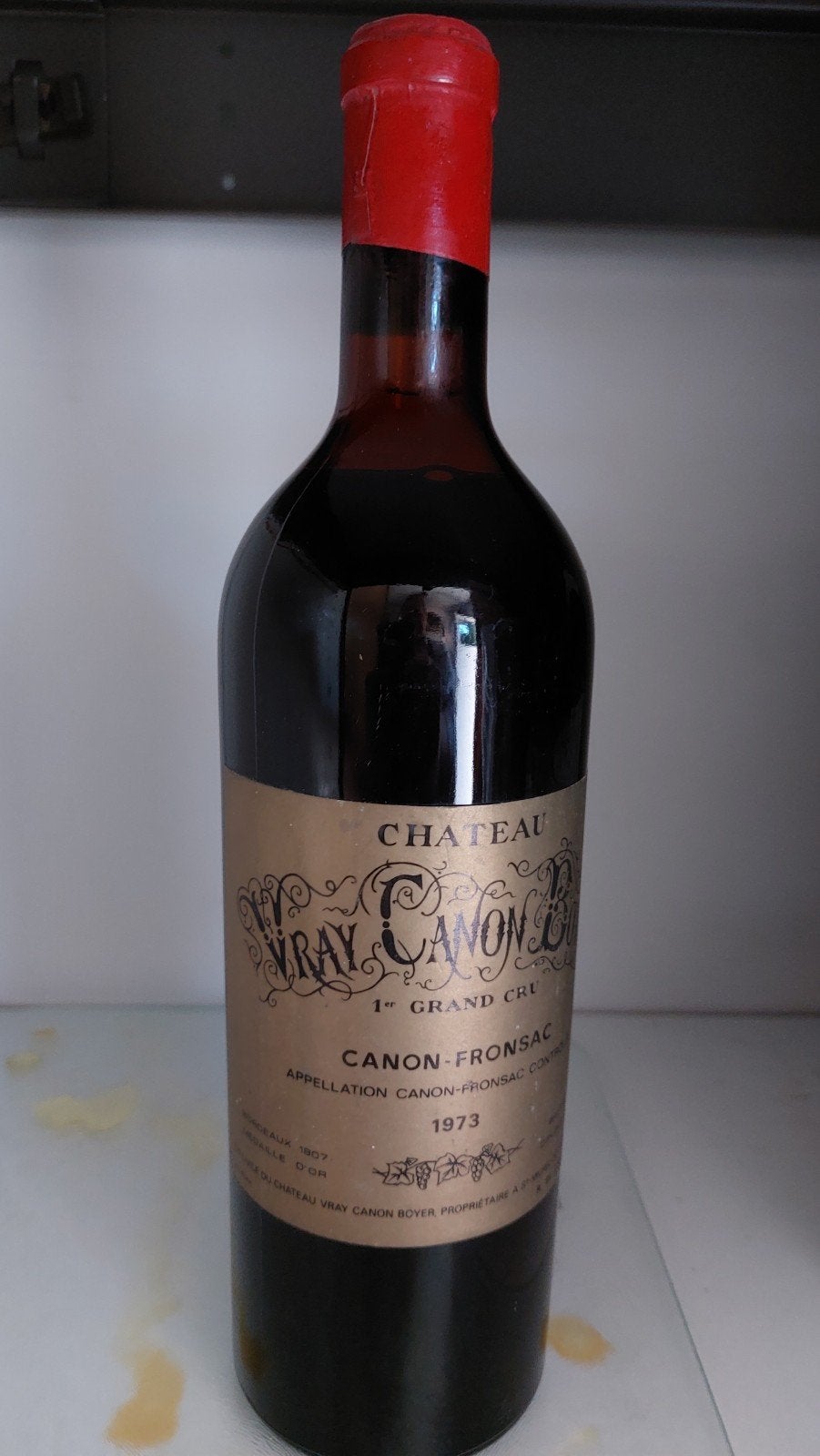 1973 - Château Vray Canon Boyer - 1er grand cru - Canon Fron, Pleine, Comme neuf, Enlèvement, Vin rouge