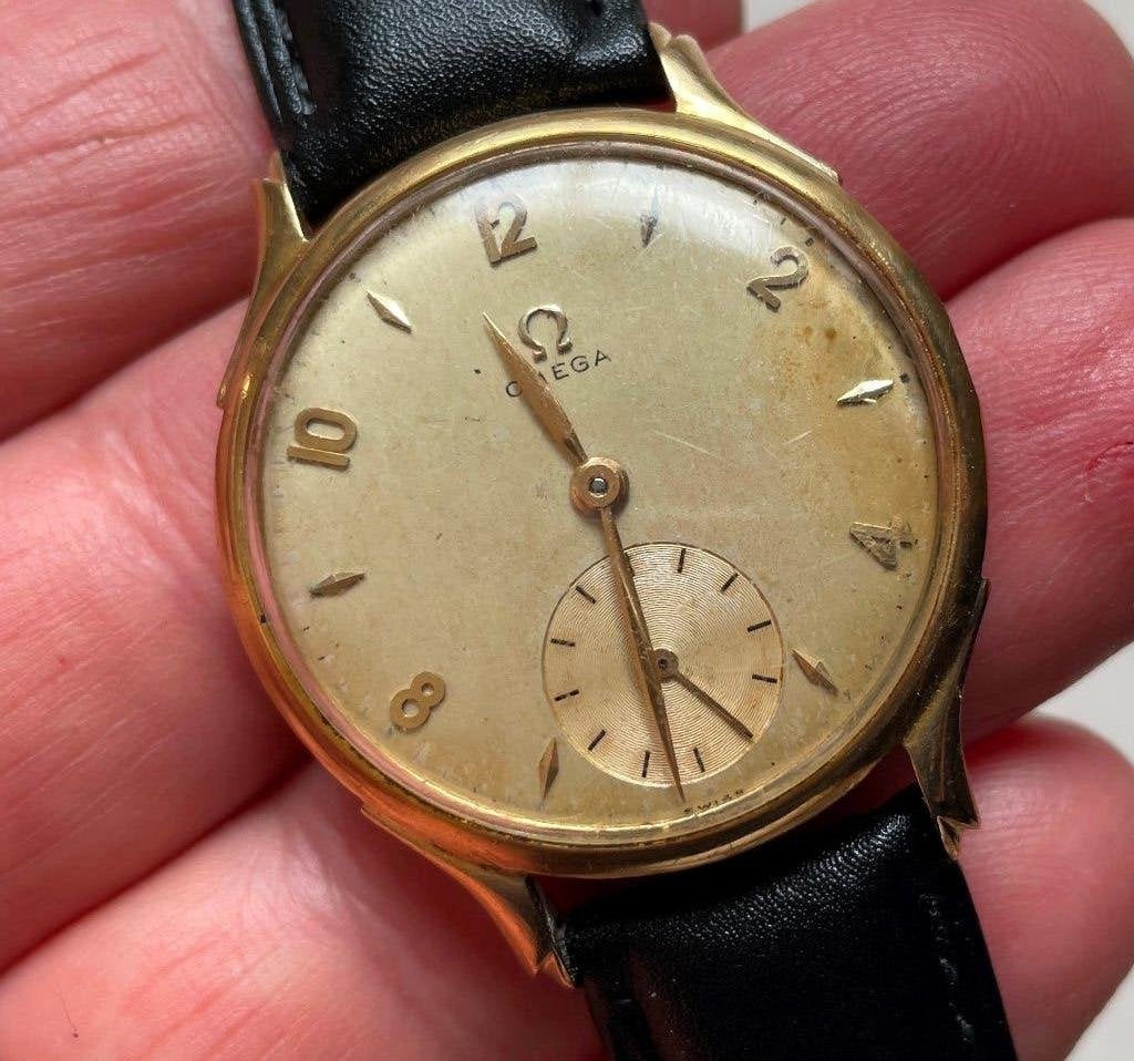 Montre OMEGA homme or 18k remontage mécanique cal 360, Montre-bracelet, Cuir, Or, Enlèvement