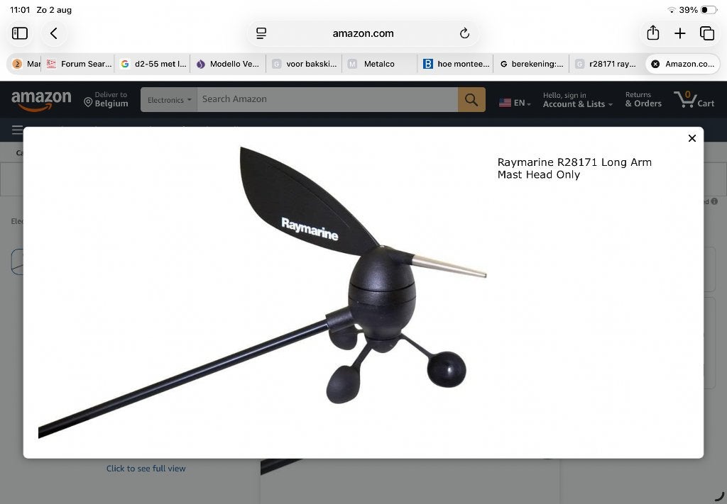 Gezocht Raymarine R28171 windgever met lange 60cm arm, Ophalen, Nieuw