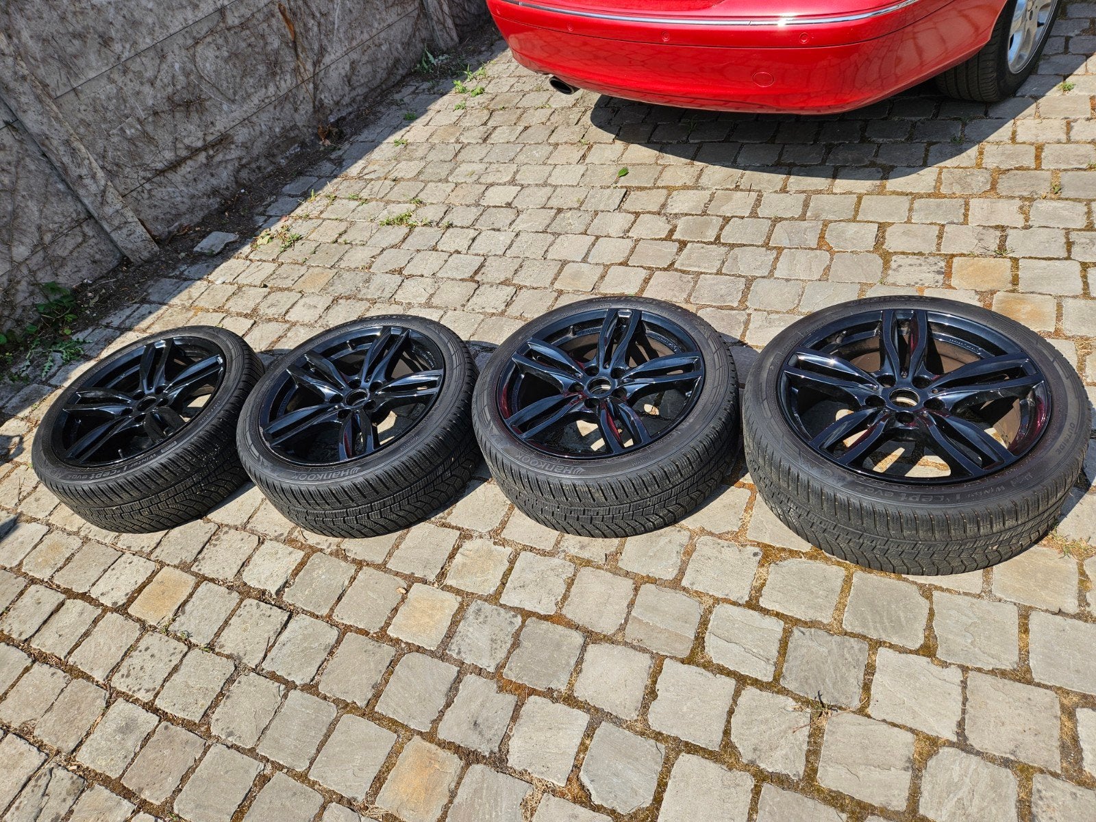 4 alu velgen ATS zwart 5x112 ET30 met zgan banden 225/45/18, Auto-onderdelen, Banden en Velgen, 18 inch, Gebruikt, Atsstraat, Banden en Velgen