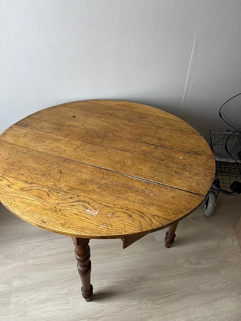 Antieke houten ronde tafel met lade, Antiek en Kunst, Ophalen