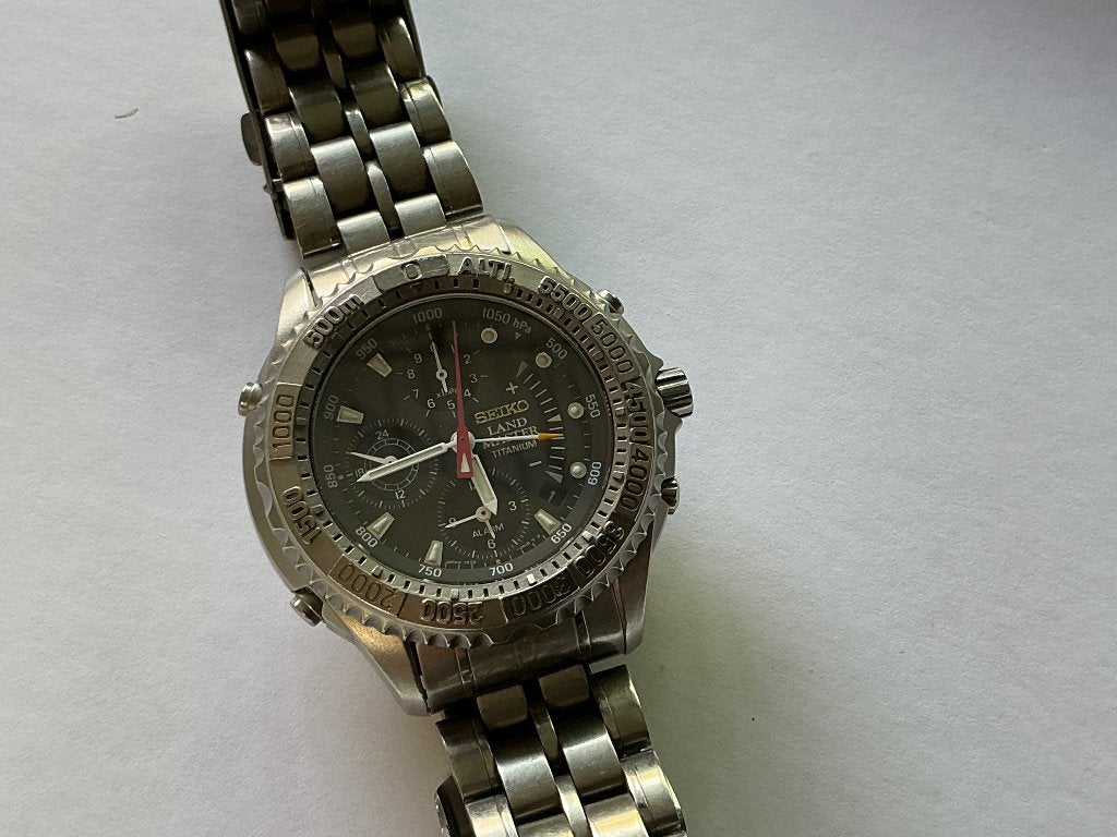 Seiko Landmaster Summiter SBCN003 Titanium, Ophalen of Verzenden, Gebruikt