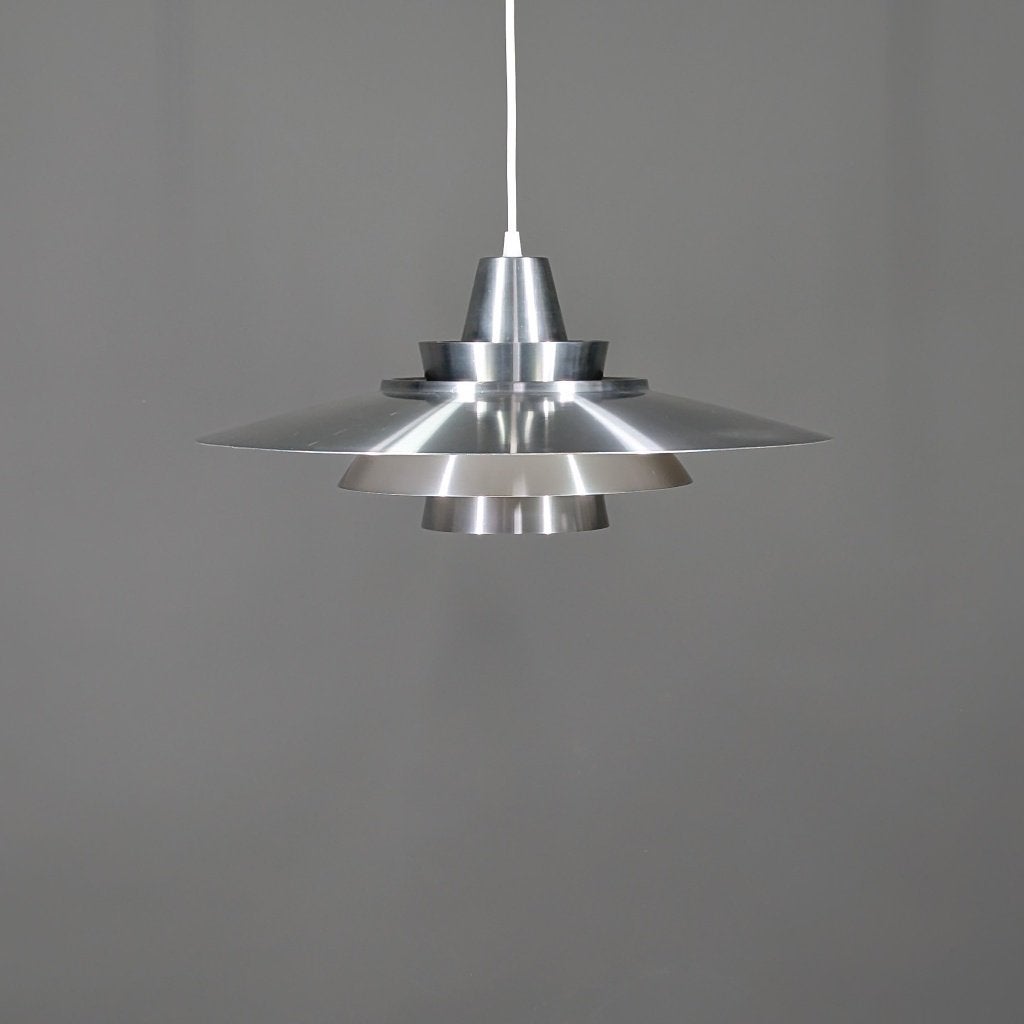 Superlight vintage Deense hanglamp – zilver – Ø49 cm, Scandinavisch, Zo goed als nieuw, Overige materialen, E27 (groot)