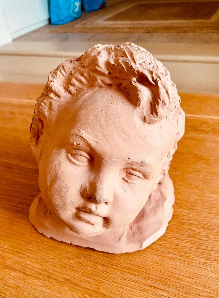 terracotta kinderhoofdje beeldje sculptuur, Antiek en Kunst, Ophalen of Verzenden