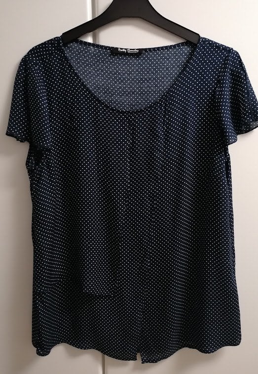 Donkerblauw bloesje met witte stippen van Betty Barclay, 40, Kleding | Dames, Blouses en Tunieken, Ophalen of Verzenden, Zo goed als nieuw