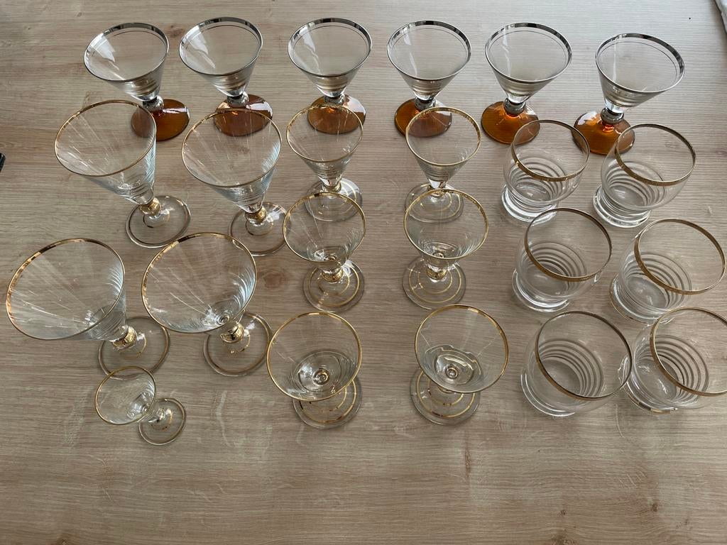 23 vintage drink en cocktail glazen, Ophalen, Zo goed als nieuw